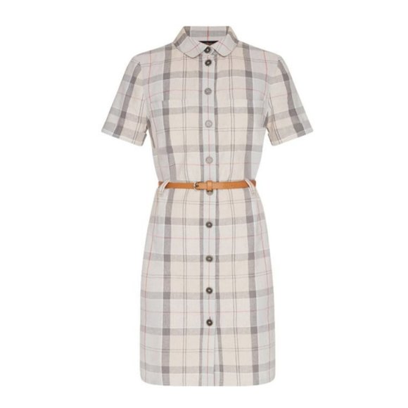 Barbour Glaisnock Linen Blend Tartan Plaid Dress 6 - Picture 4 of 12